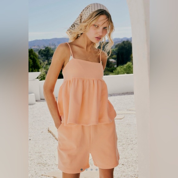 Free People Spring Melon Stella Terry Short SET 🔖 NWT 🔖